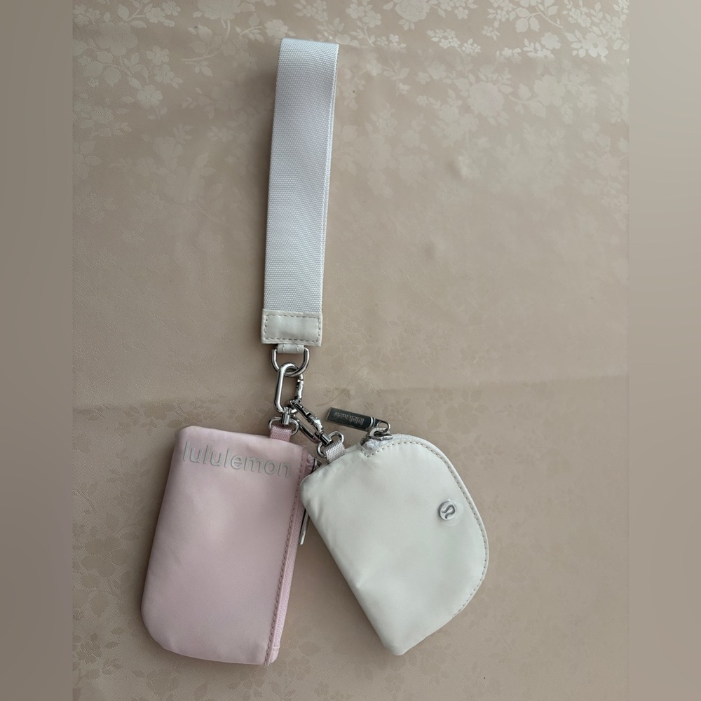 Lululemon Athletica Pink and White Mini Pouches